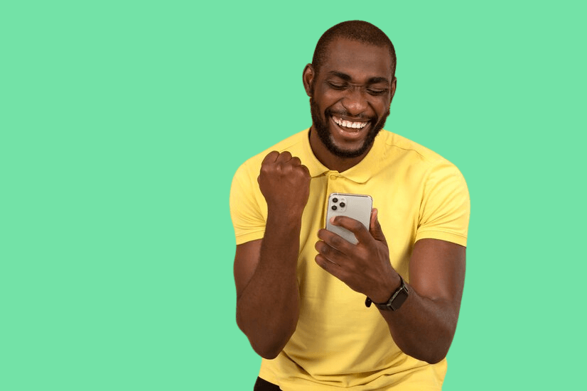 a happy man using bongacash